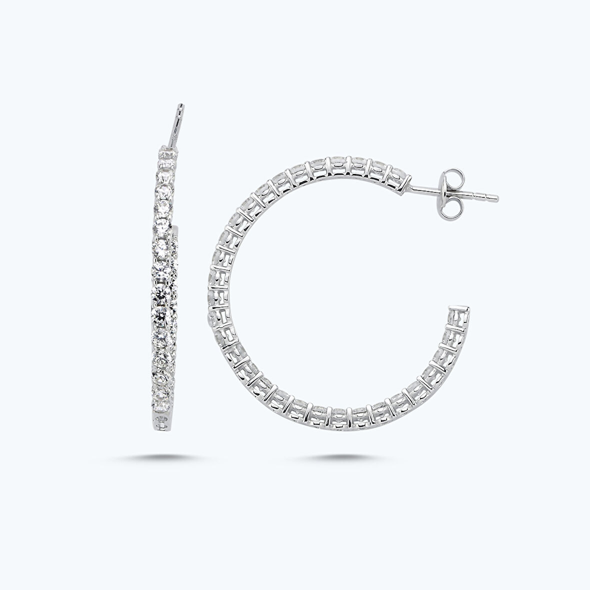 Altın Taşlı Halka Küpe