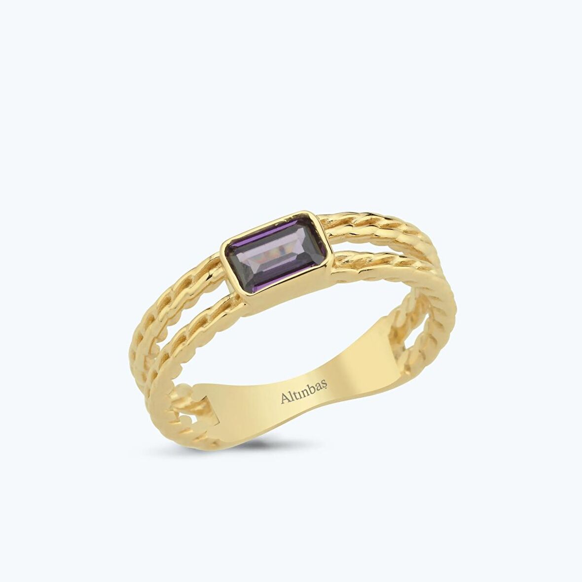 Mor Taşlı Altın Yüzük