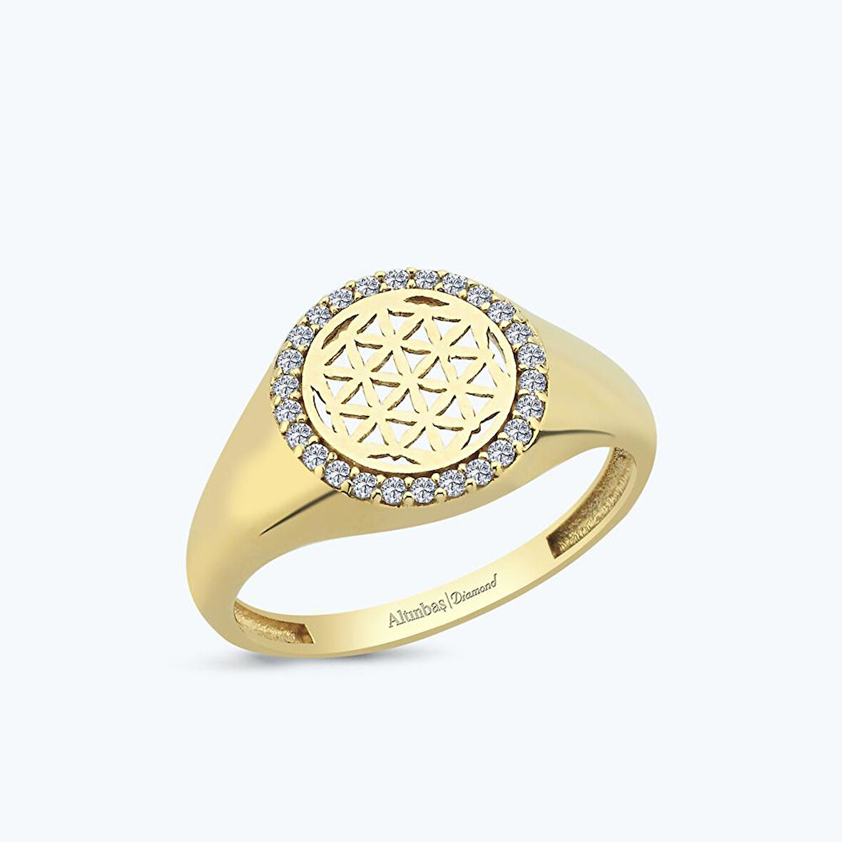 Altın Yaşam Çiçeği Yüzük