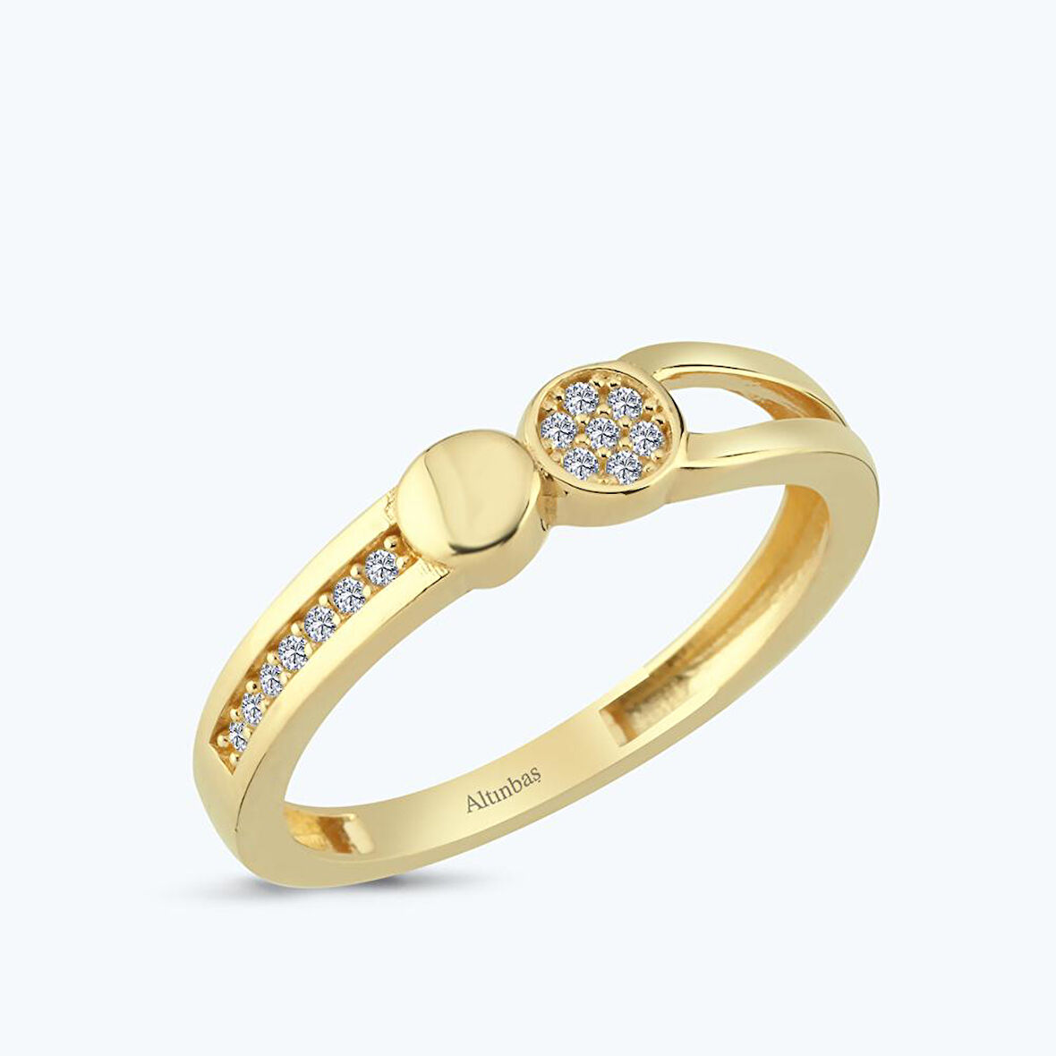 Altın Taşlı Yuvarlak Yüzük