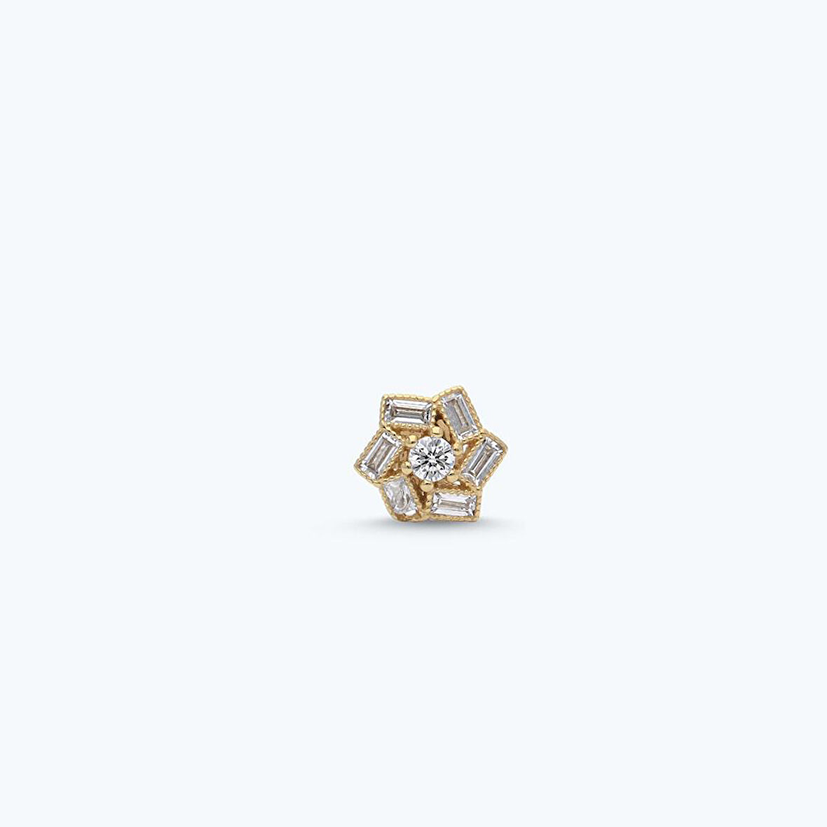 Altın Tragus Baget Taşlı Piercing