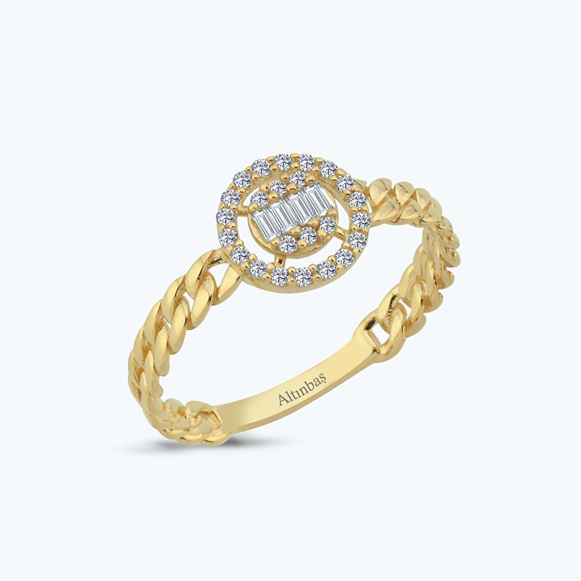 Altın Taşlı Yuvarlak Yüzük