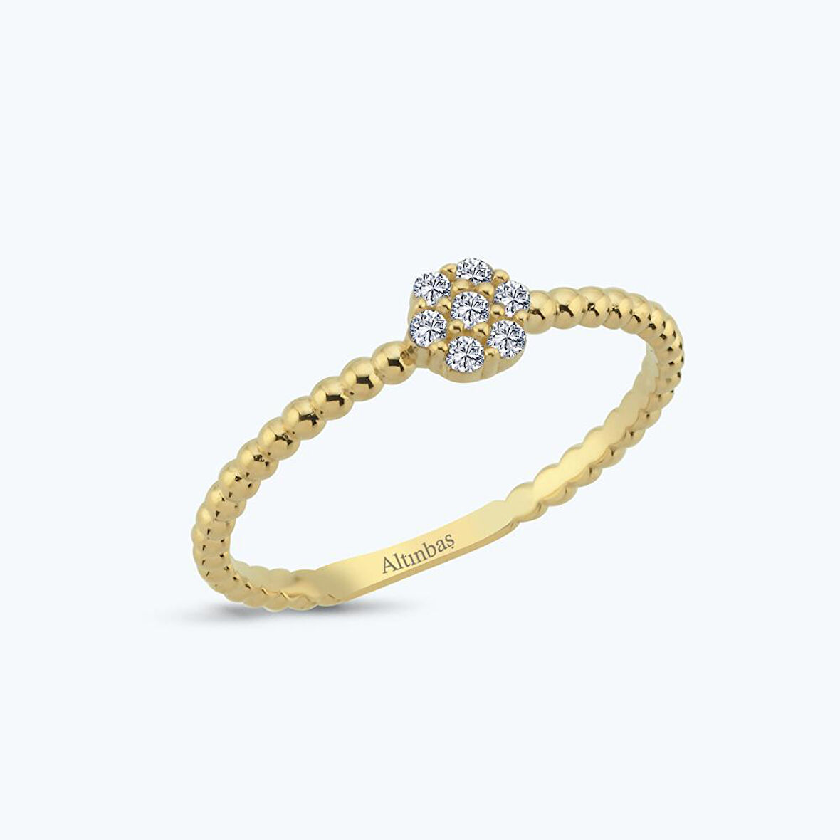 Altın Taşlı Çiçek Yüzük