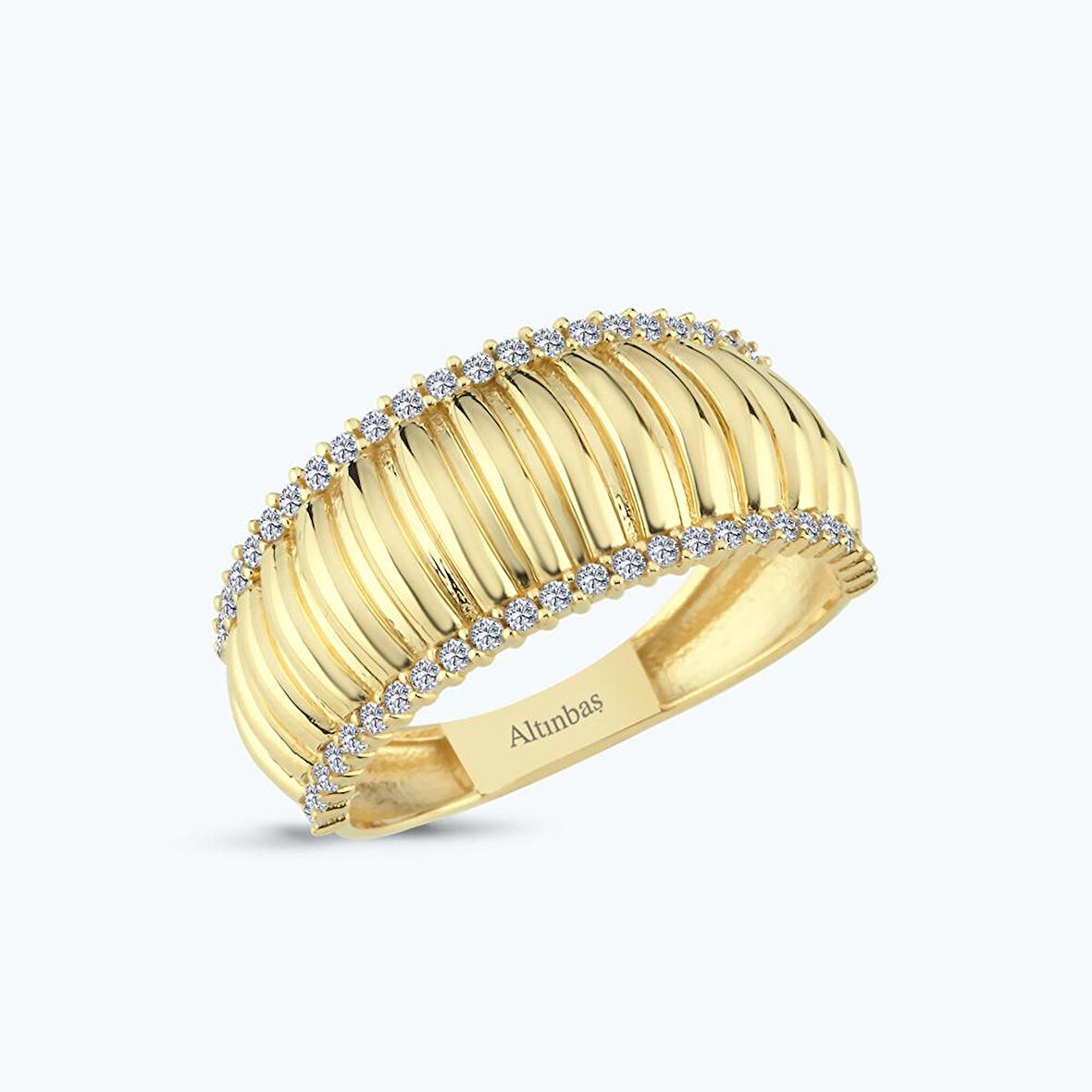 Altın Kenar Taşlı Yüzük