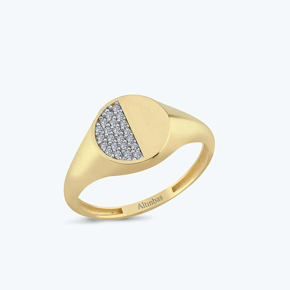 Altın Taşlı Yuvarlak Yüzük