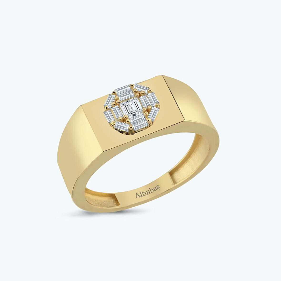 Altın Baget Taşlı Yüzük