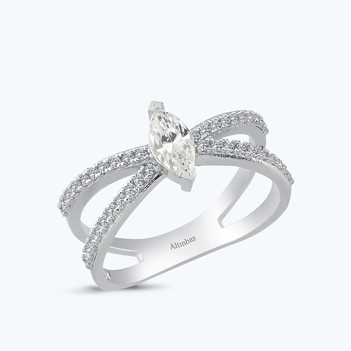 Altın Sıra Taşlı Markiz Yüzük