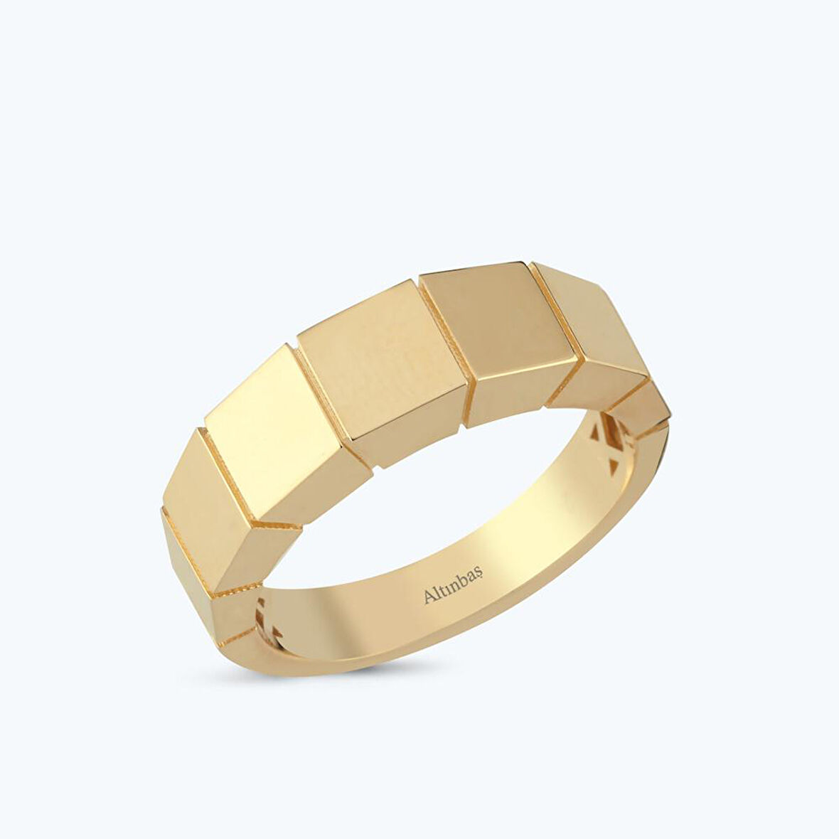 Altın Sıralı Kare Yüzük