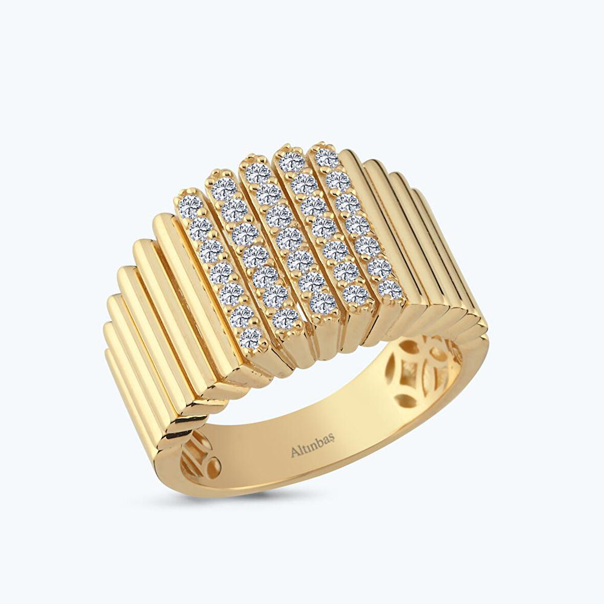 Altın Taşlı Çubuk Yüzük