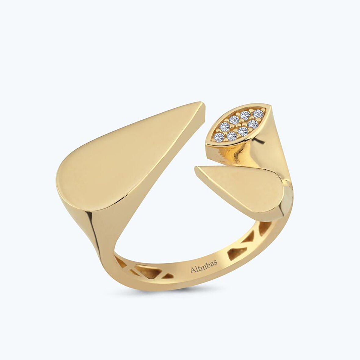 Altın Taşlı Damla Yüzük