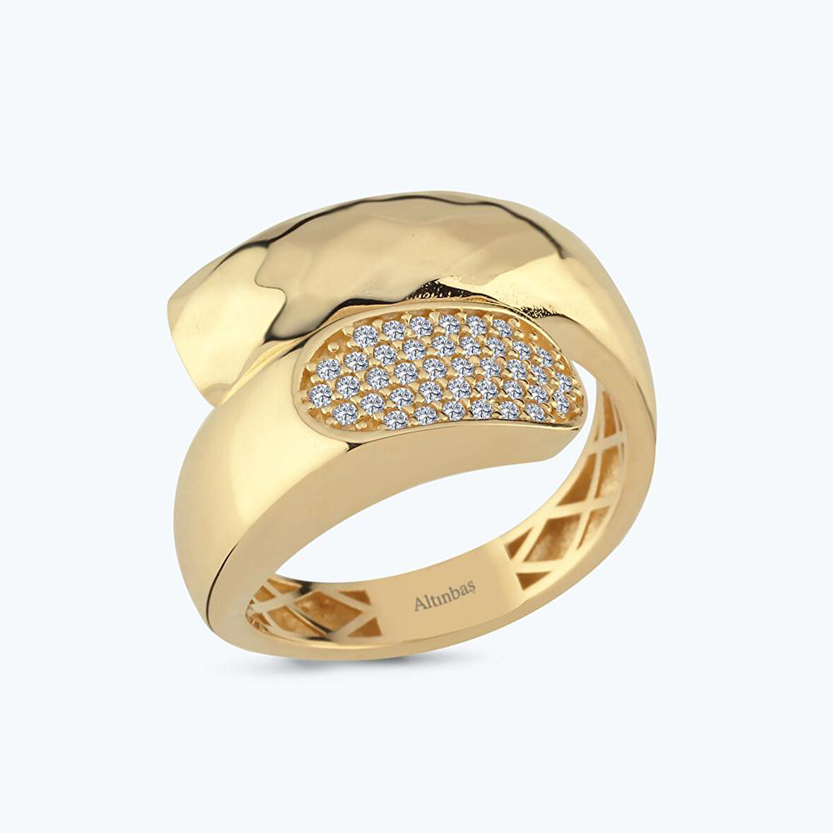 Altın Bombeli Taşlı Yüzük