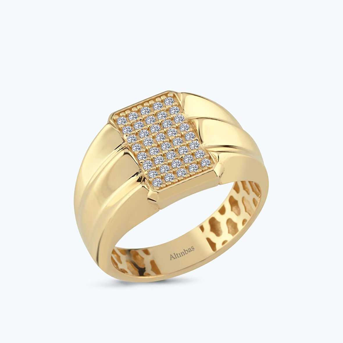 Altın Bombeli Taşlı Yüzük