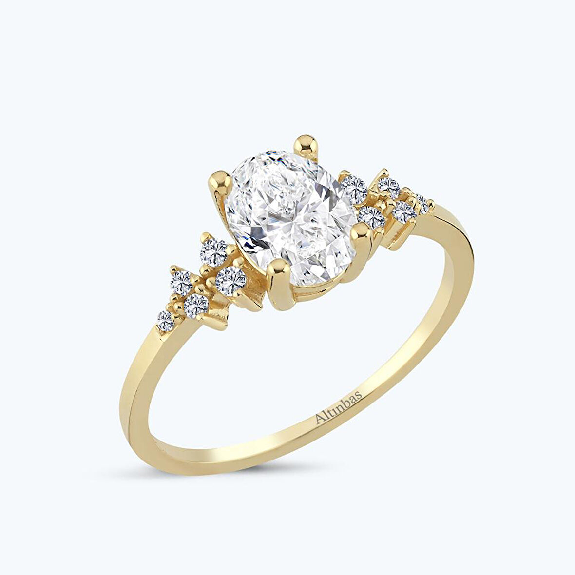 Altın Vintage Oval Yüzük