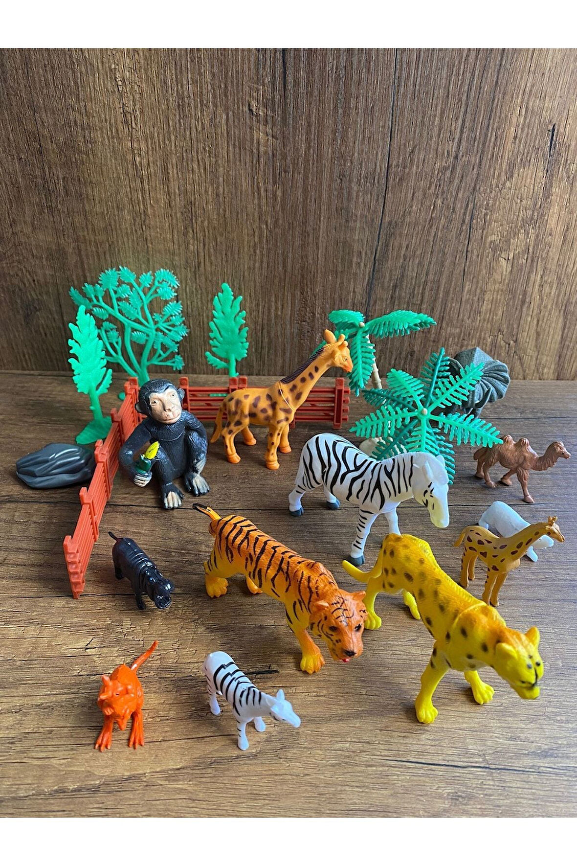 Oyuncak Vahşi Hayvanlar Seti Zebra Zürafa Maymun Deve Kanguru 21 Parça Vahşi Havyan Seti