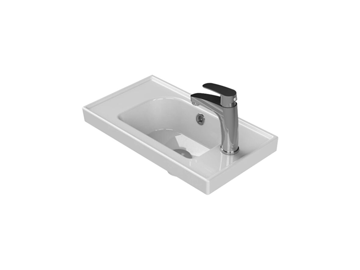 TURKUAZ  Frame Etajerli Lavabo 50x28 cm (Sağdan Bataryalı)