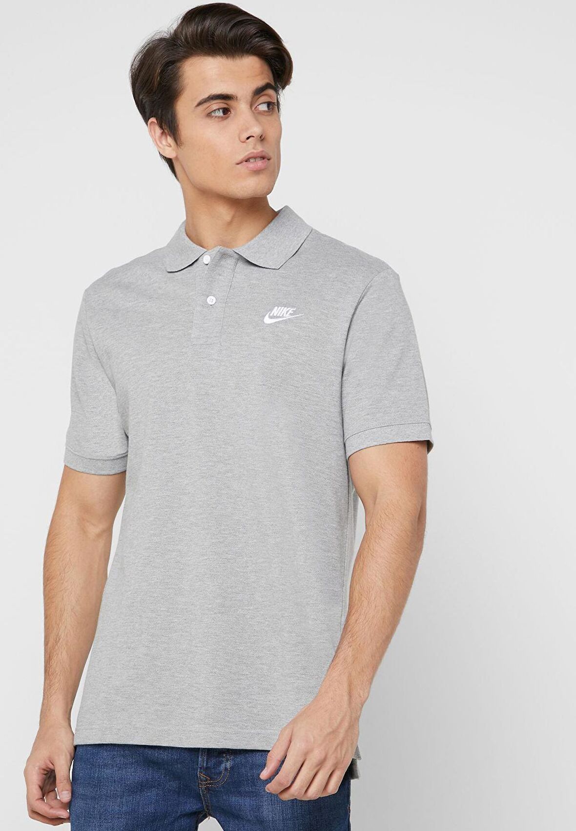 Nike Standart Fit Pamuklu Polo Tişört GRİ