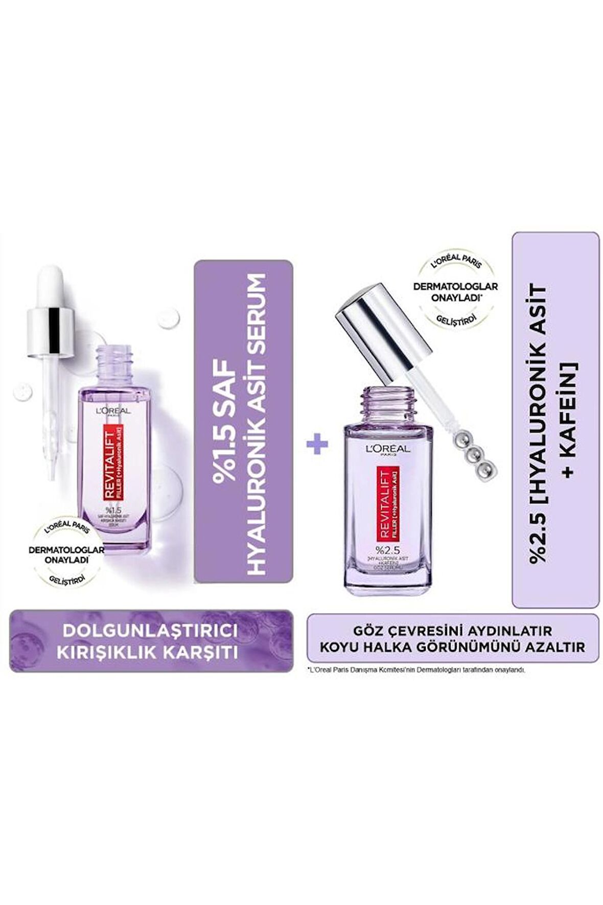 Loreal Paris Revitalift Filler %1.5 Saf Hyaluronik Asit Kırışıklık Karşıtı Yüz Serum 30ml + Göz Serumu 20ml 2'li SET