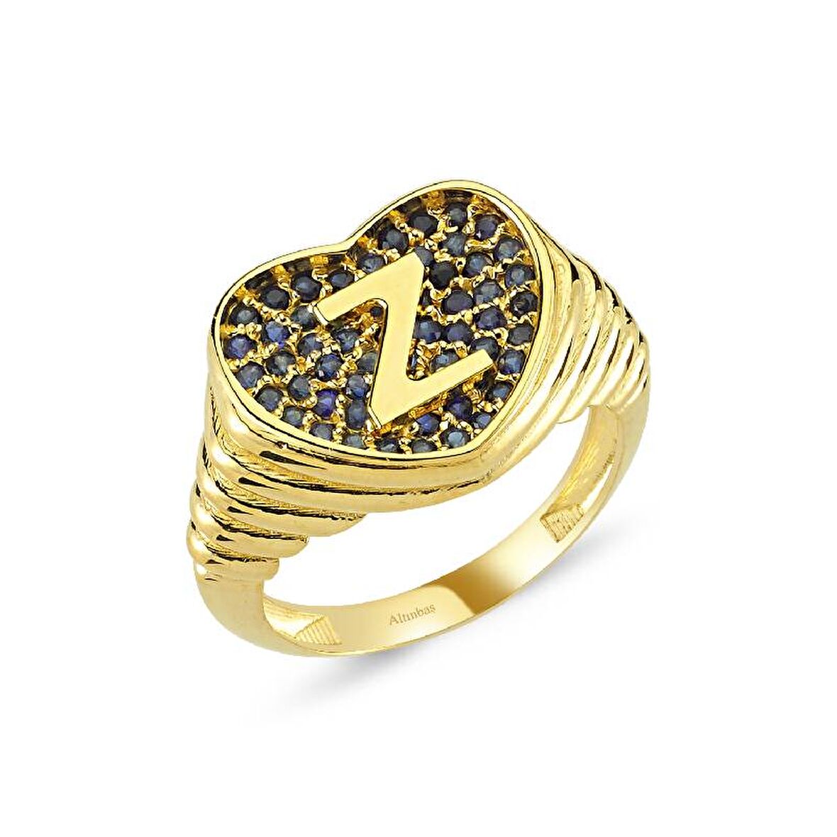 Altın Z Harfi Kalp Yüzük