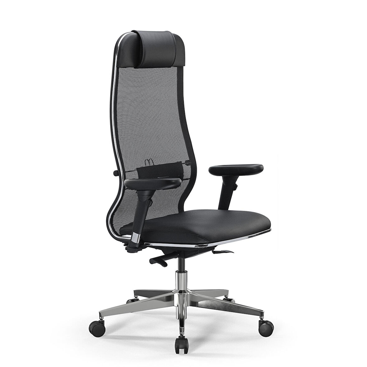 Ergolife SynchroSit 10 Ergonomik Deri ve Fileli Yönetici Koltuğu / Ofis Sandalyesi - 1F6.7.1.544 Siyah