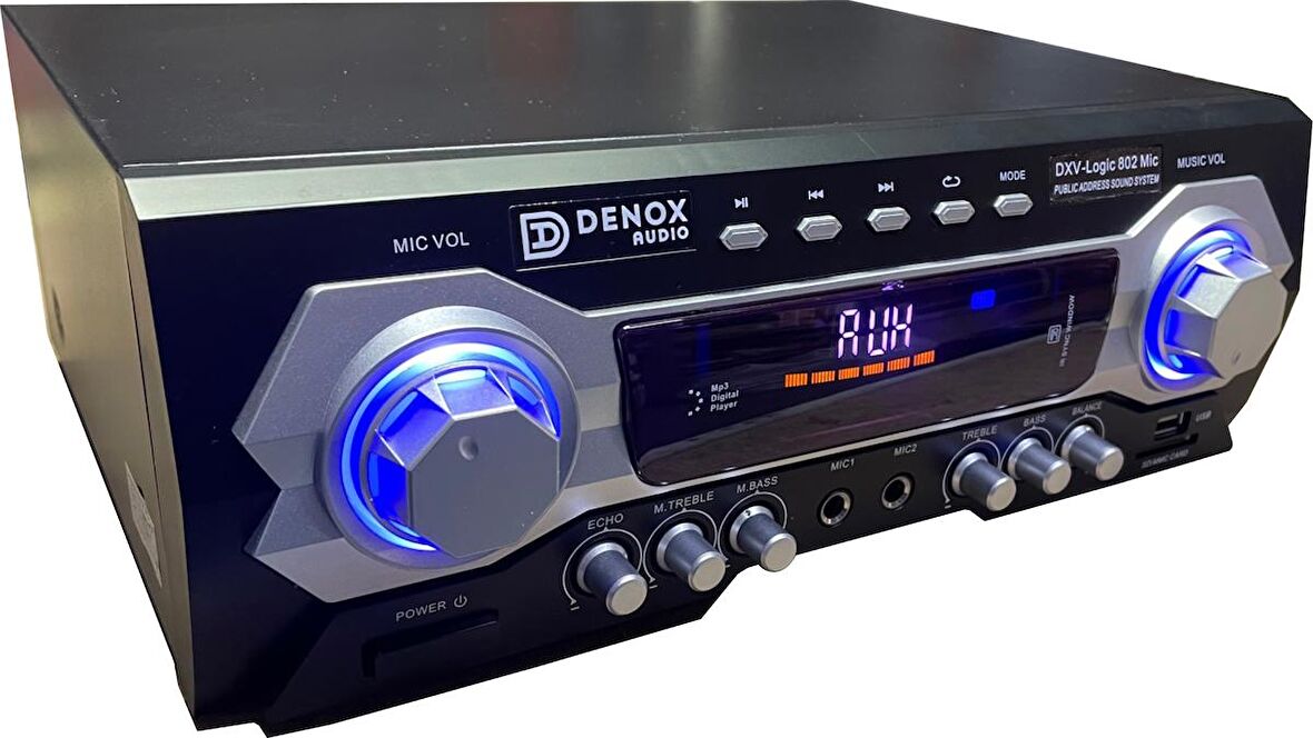 Denox Logic 802 Çift Telsiz Mikrofonlu 120Watt Stereo Amfi Mixer