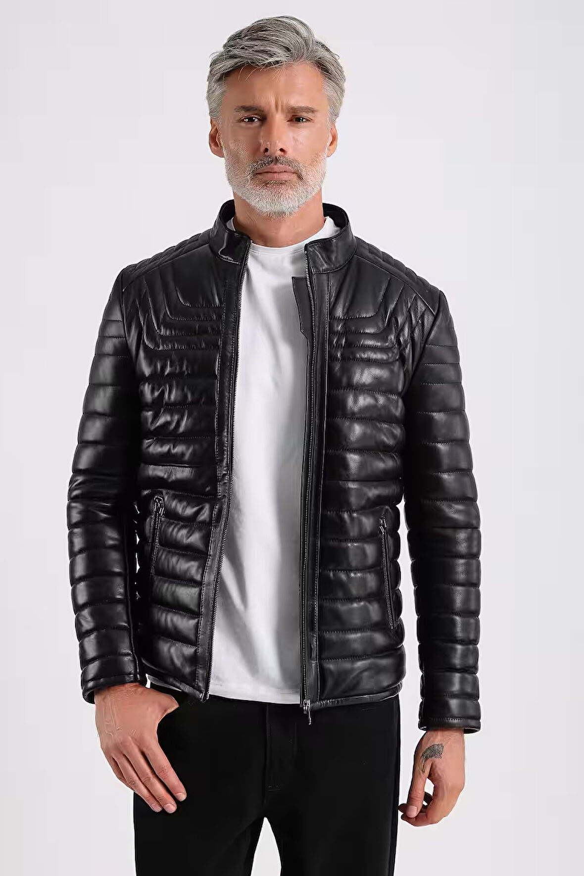 James Erkek Şişme Deri Mont