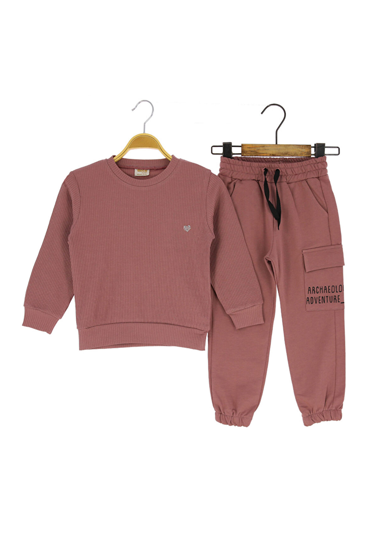 Kız Çocuk Takım Kalp Taşlı