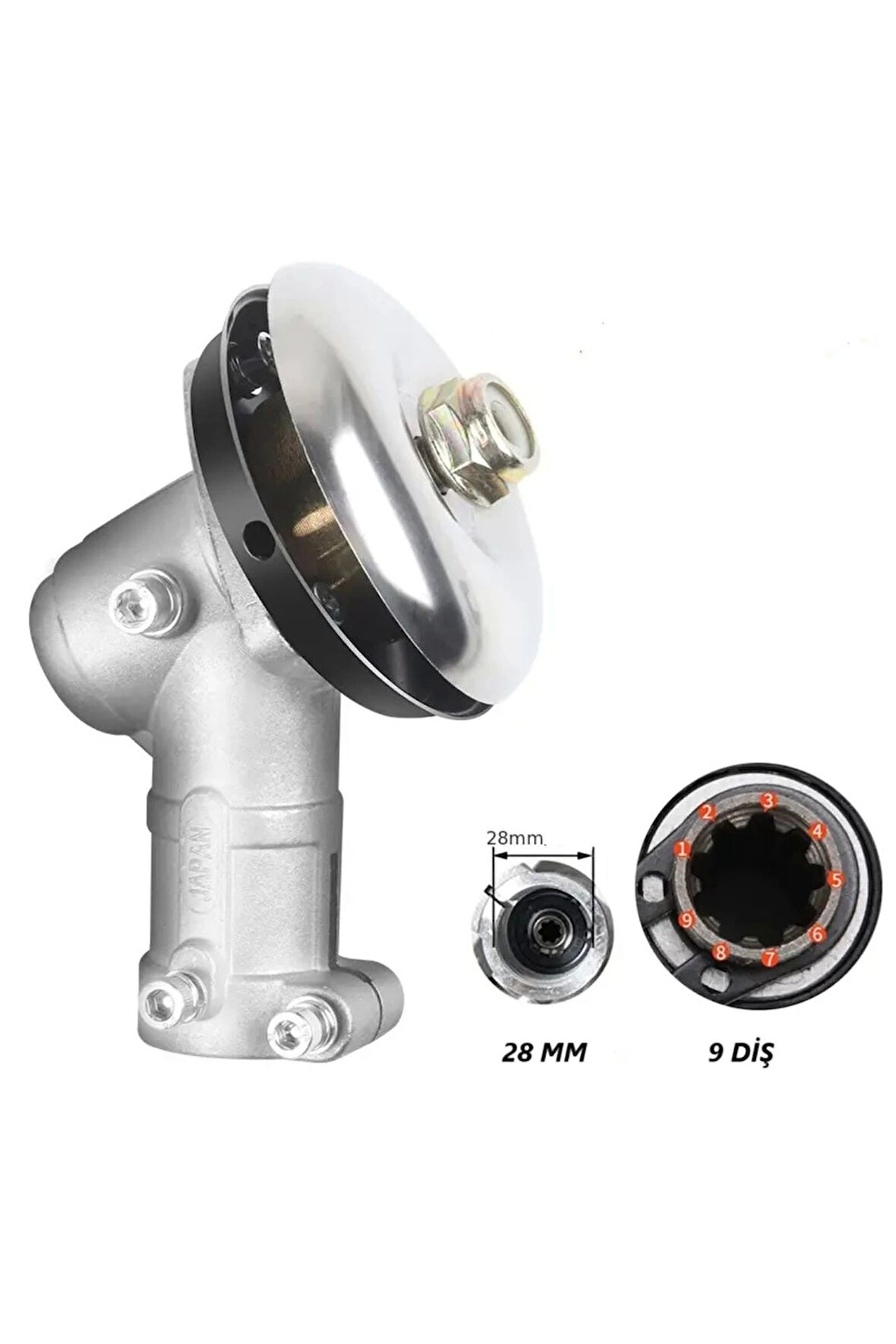 Çin Prc Motorlu Tırpan Redüktör Dişli Gurubu 9 Diş Ferrino,Palmera,Secho,Hyundai,Oligen,Jax,Farmer,Baco,bolat,london Frezeli 28 Mm Tüm Modellere Uyumlu 28mm 9diş