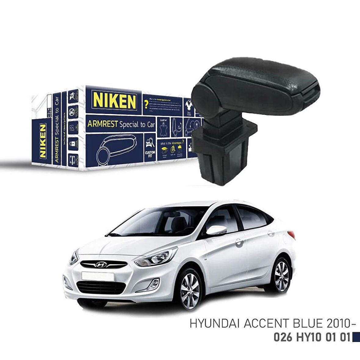 Niken Hyundai Accent Blue 2010+Sonrası Araca Özel Kol Dayama Siyah