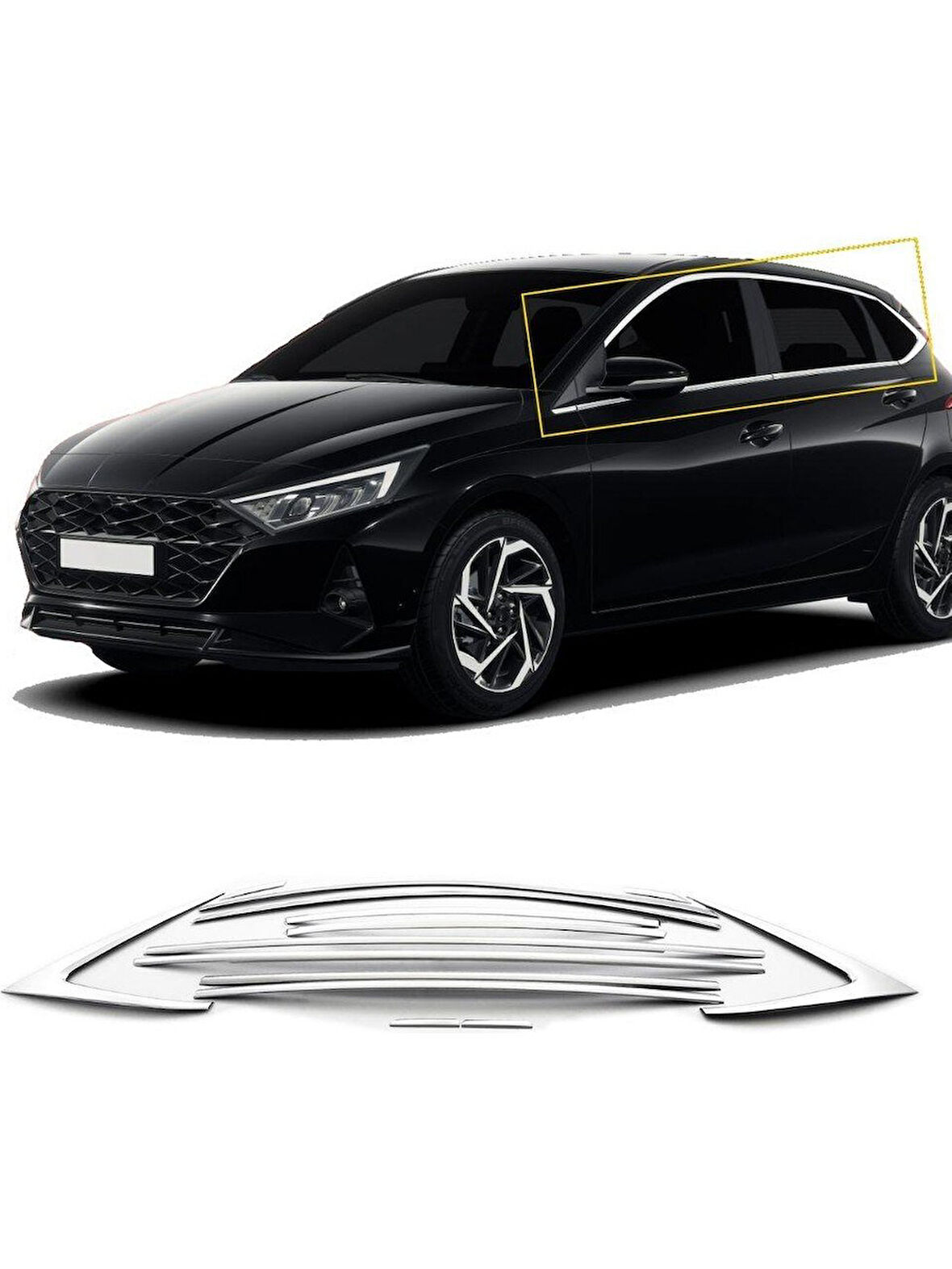 Hyundai i20 Krom Cam Çerçevesi 14 Parça TamTur 2020+ Uyumlu