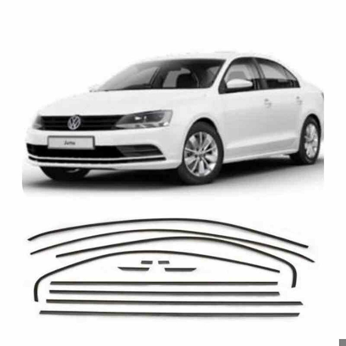 Vw Jetta Cam Çerçeve Çıtası Parlak Siyah Komple 2011-2020 Arası