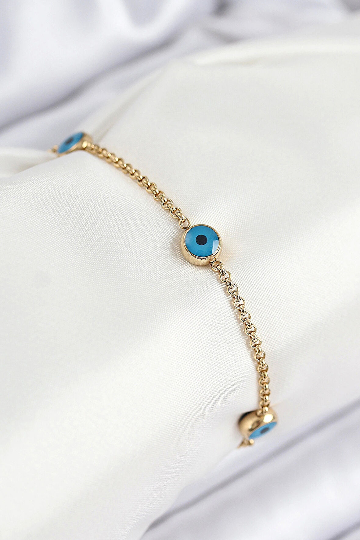 316L Çelik Nazar Boncuğu Model Gold Renk Kadın Bileklik