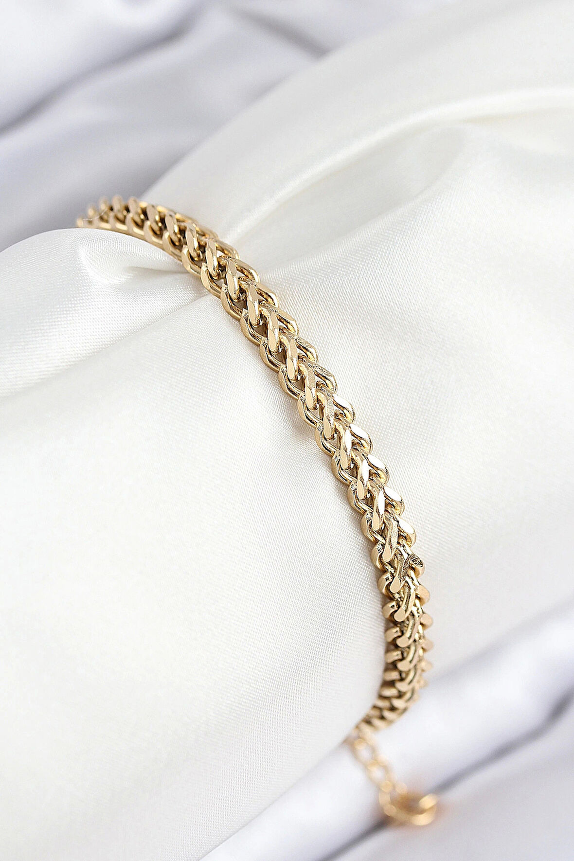 316L Çelik Örgü Zincir Model Gold Renk Kadın Bileklik