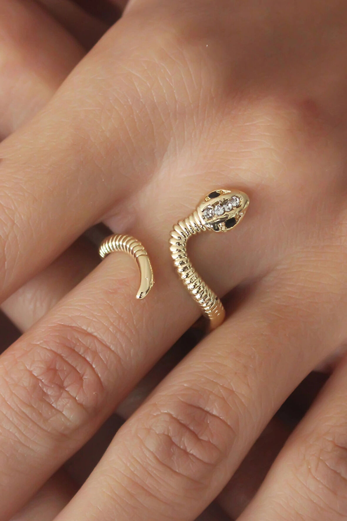 Ayarlanabilir Gold Renk Yılan Kadın Yüzük