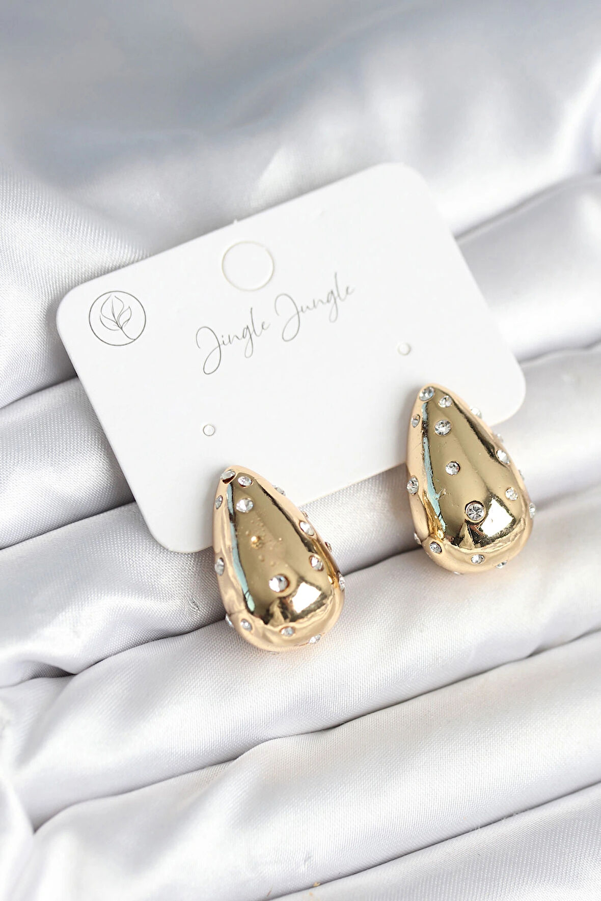 Damla Model Pirinç Gold Renk Kadın Küpe