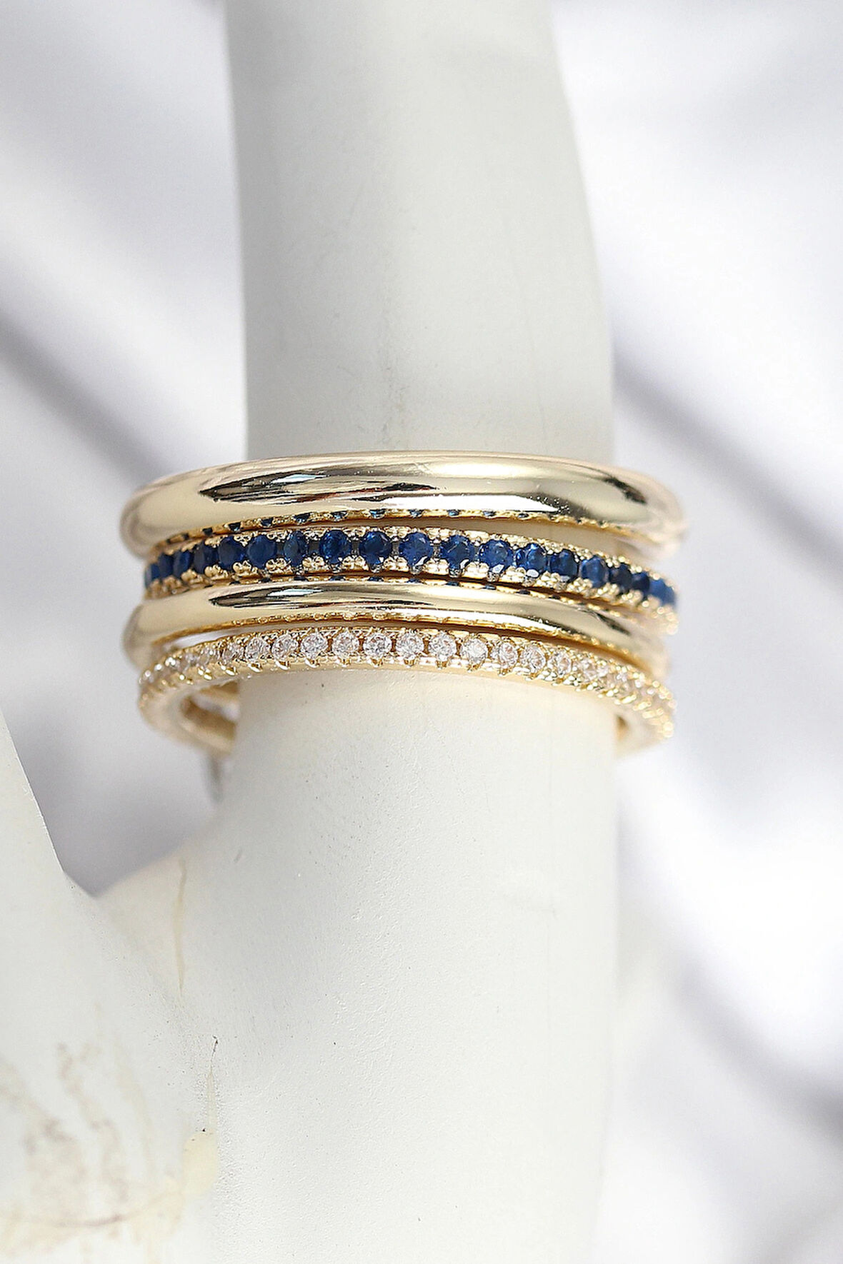 Pirinç Gold Renk Zirkon Taşlı 4'Lü Kadın Yüzük