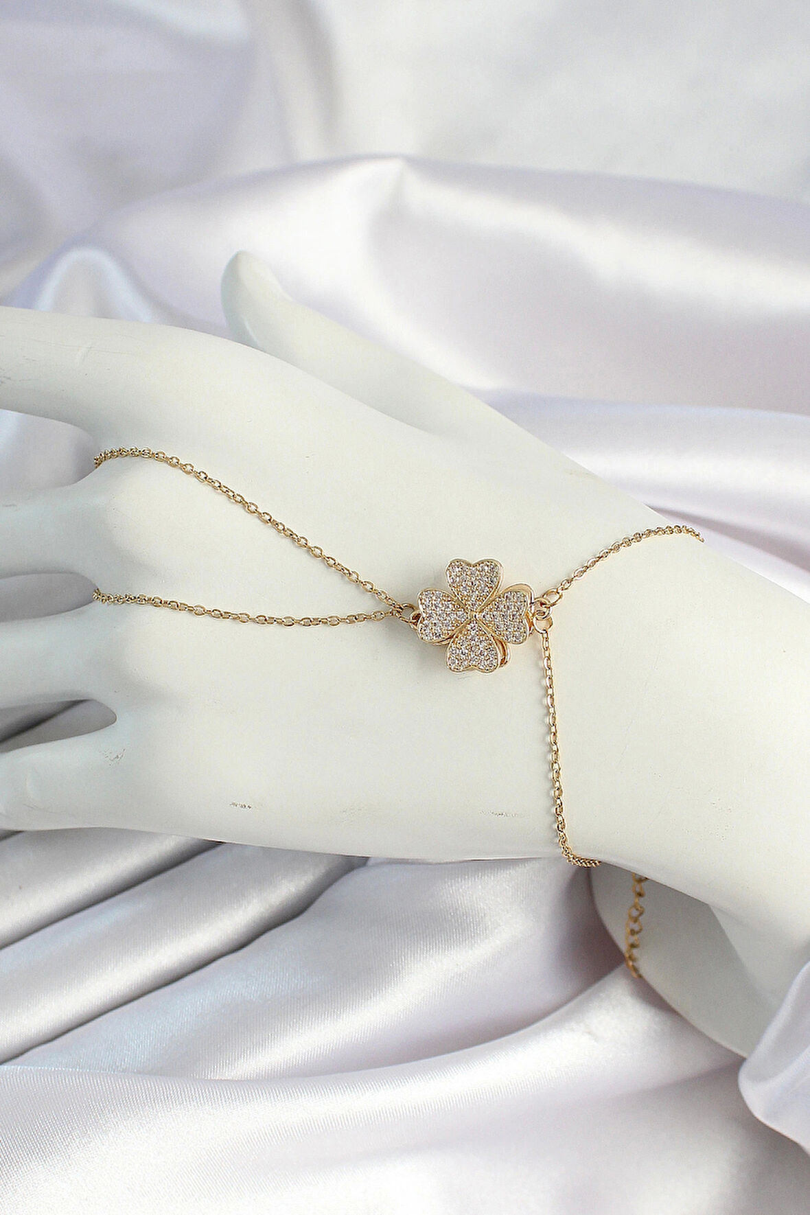 316L Çelik Gold Renk Zincirli Dönen Yonca Figürlü Şahmeran