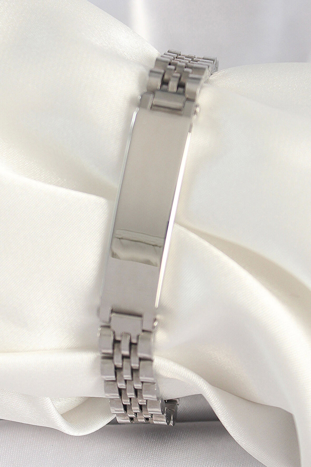 316L Çelik Gümüş Renk Zincir Künye Model Erkek Bileklik