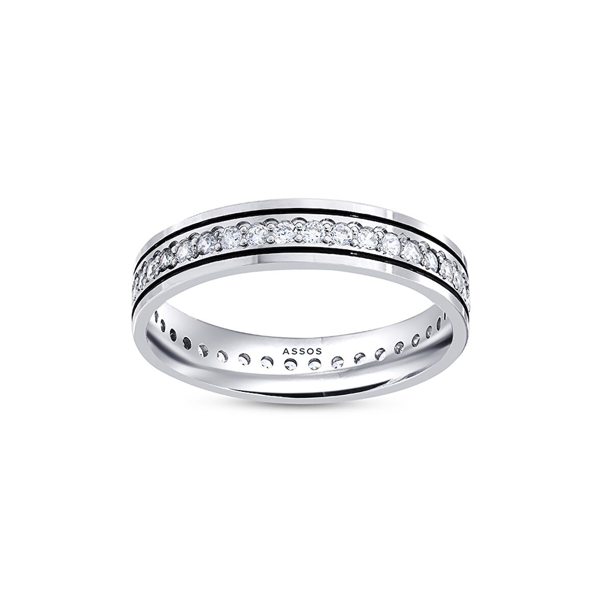 Taşlı Beyaz Kadın Altın Alyans-4mm