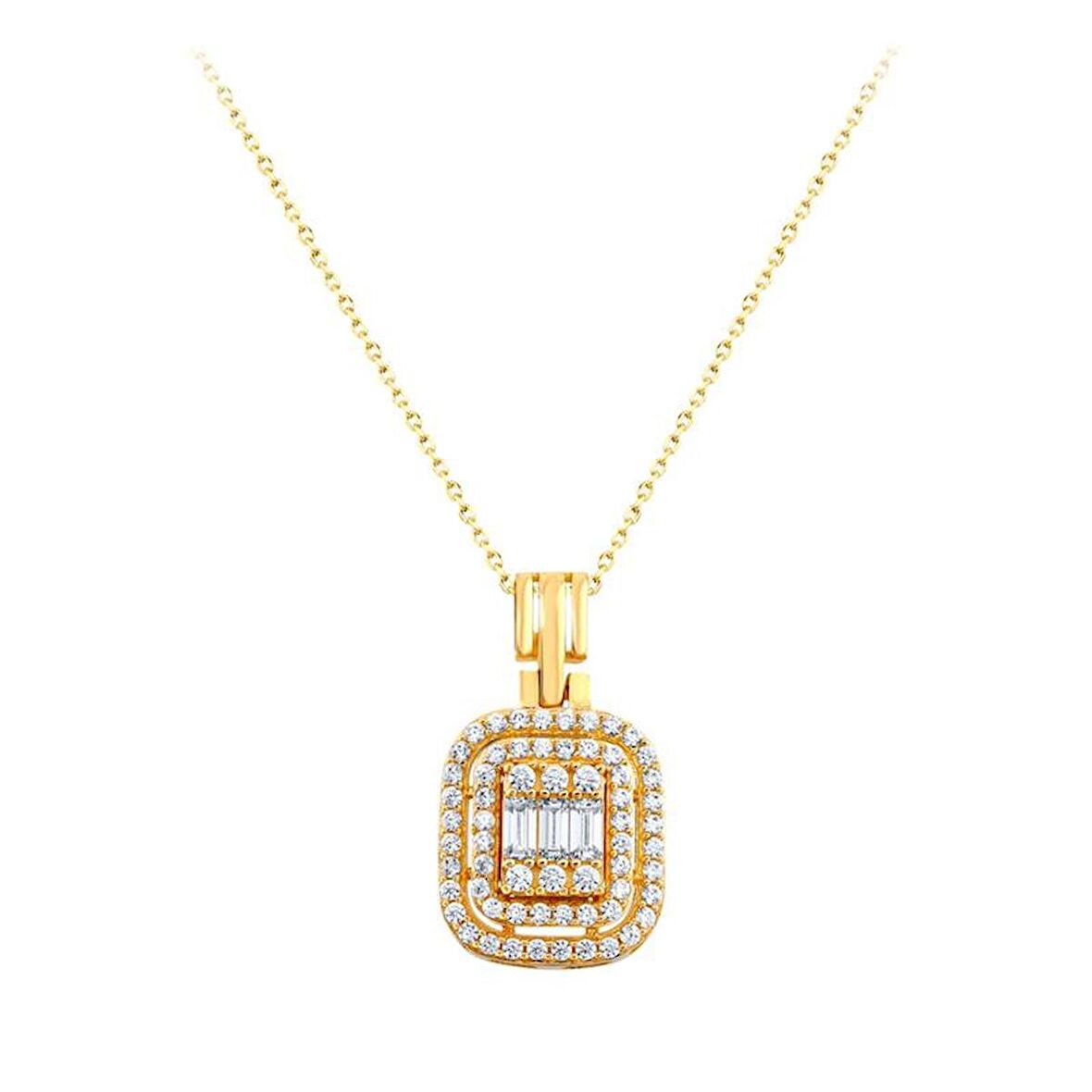 Baget Taşlı Altın Kolye