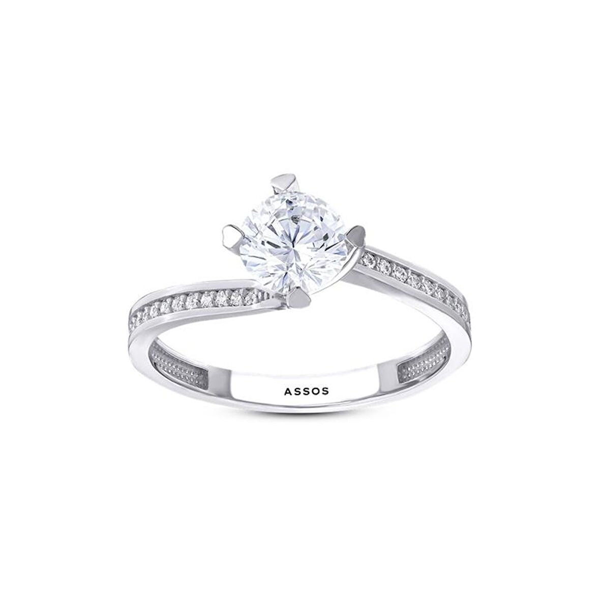 Kolları Taşlı Altın Tektaş Yüzük