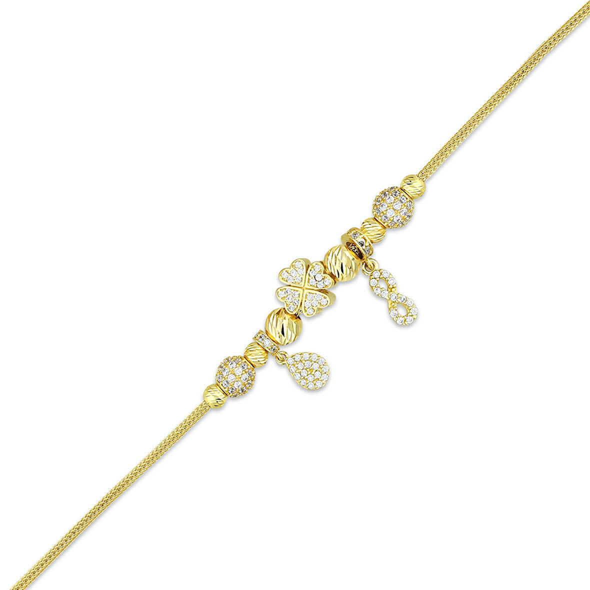 Tasarım Altın Charm Bileklik - 14K - 8.55gr