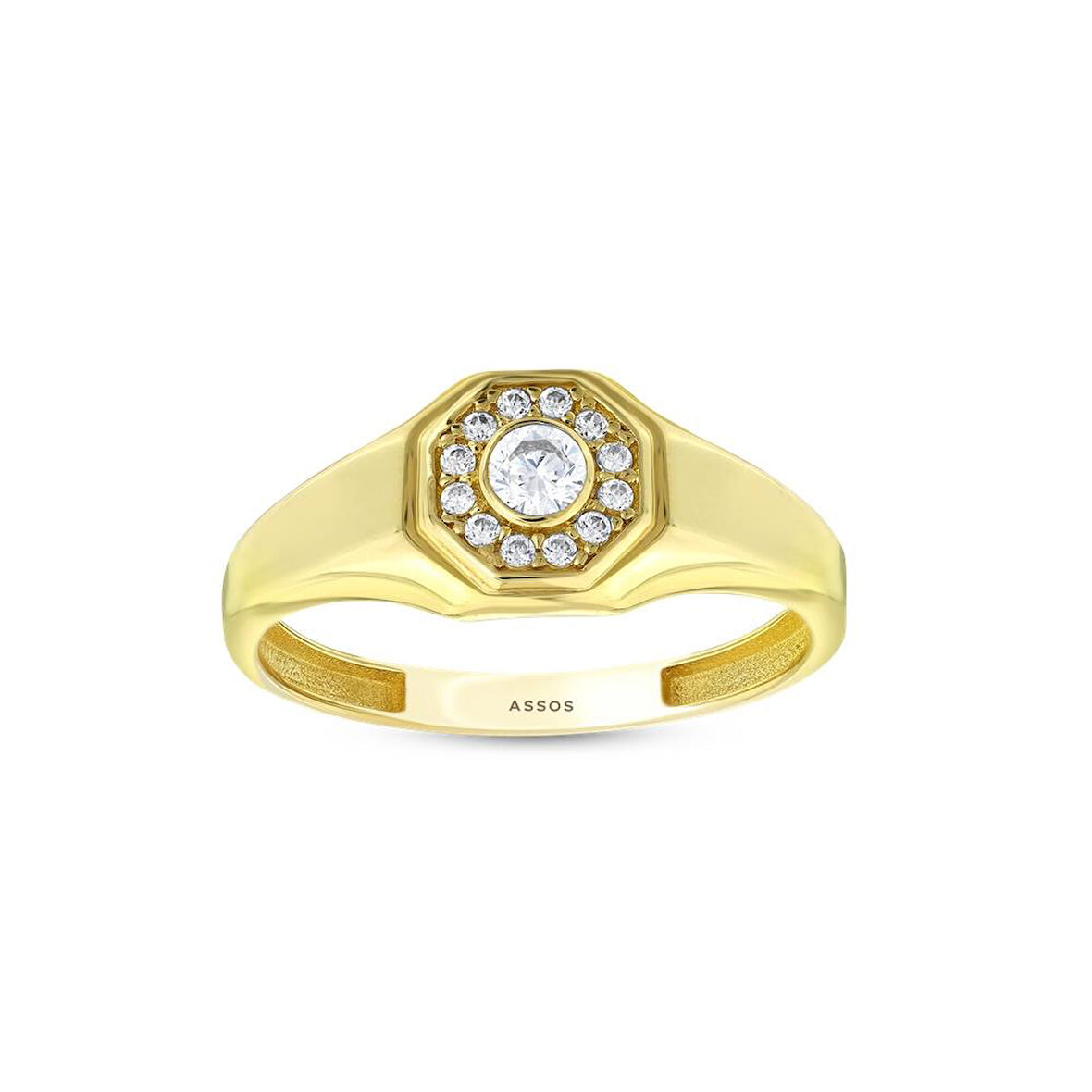 Taşlı Tasarım Altın Yüzük - 14K - 1.63gr