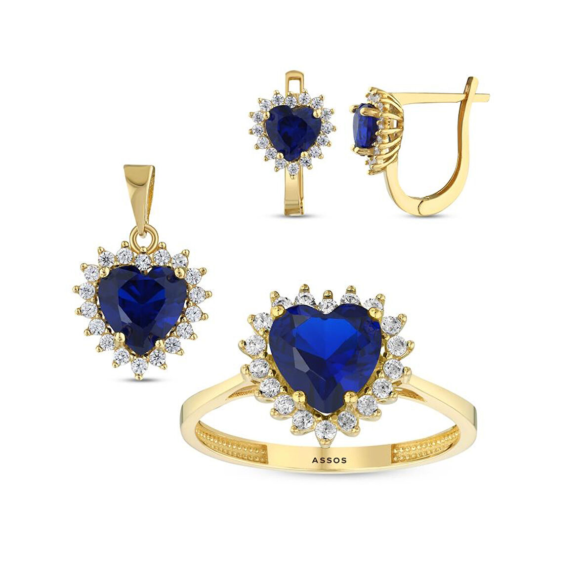 Baget Taşlı Altın Set - 14K - 5.87gr