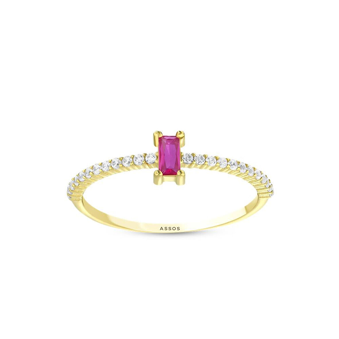 Renkli Taşlı Altın Yüzük - 14K - 0.95gr