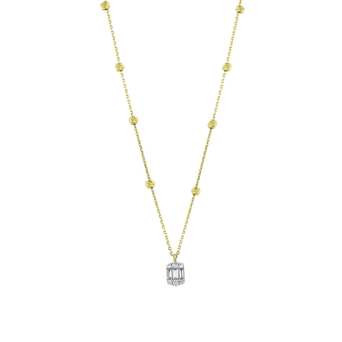 Baget Taşlı Alltın Kolye - 14K - 2.06gr