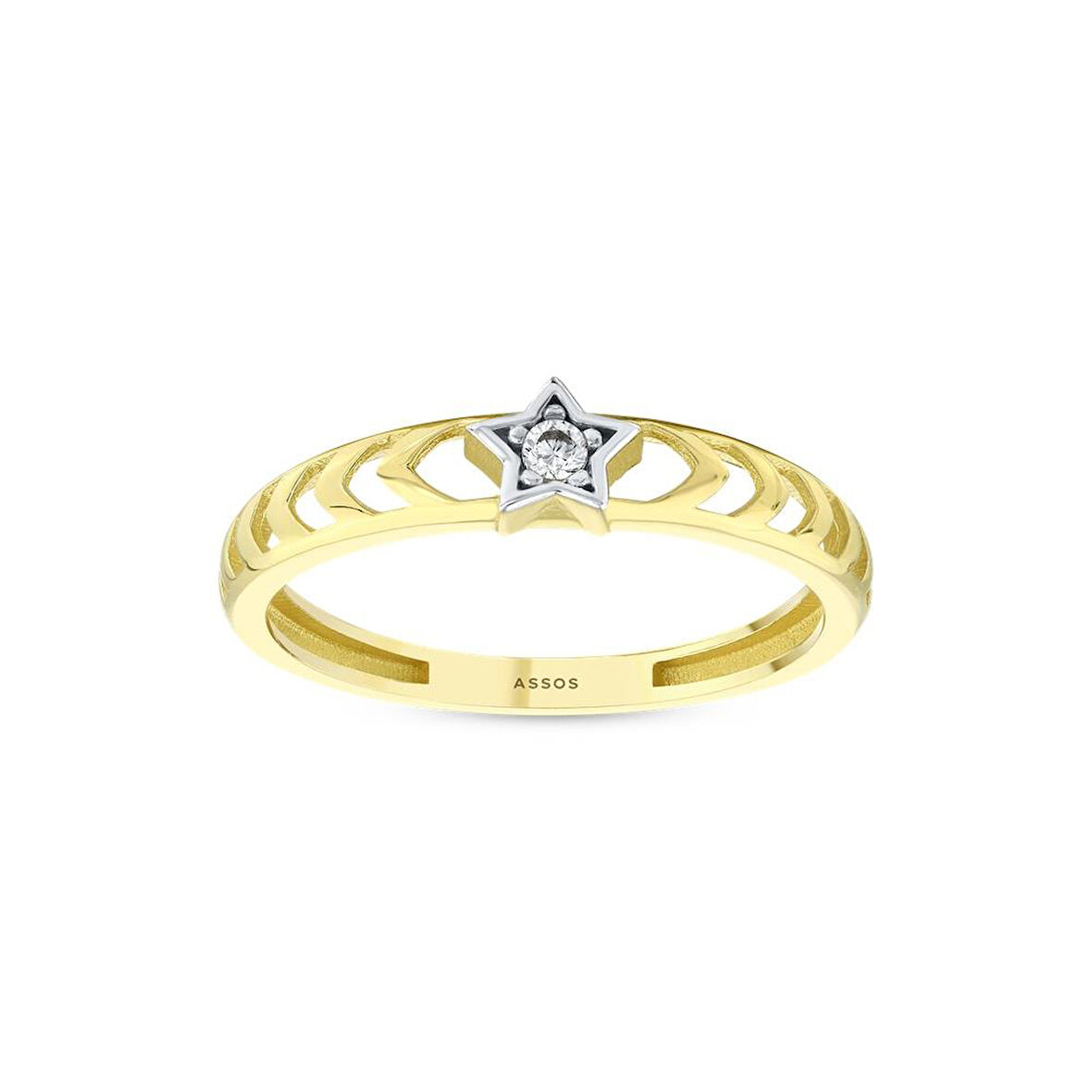 Taşlı Tasarım Altın Yüzük - 14K - 1.45gr