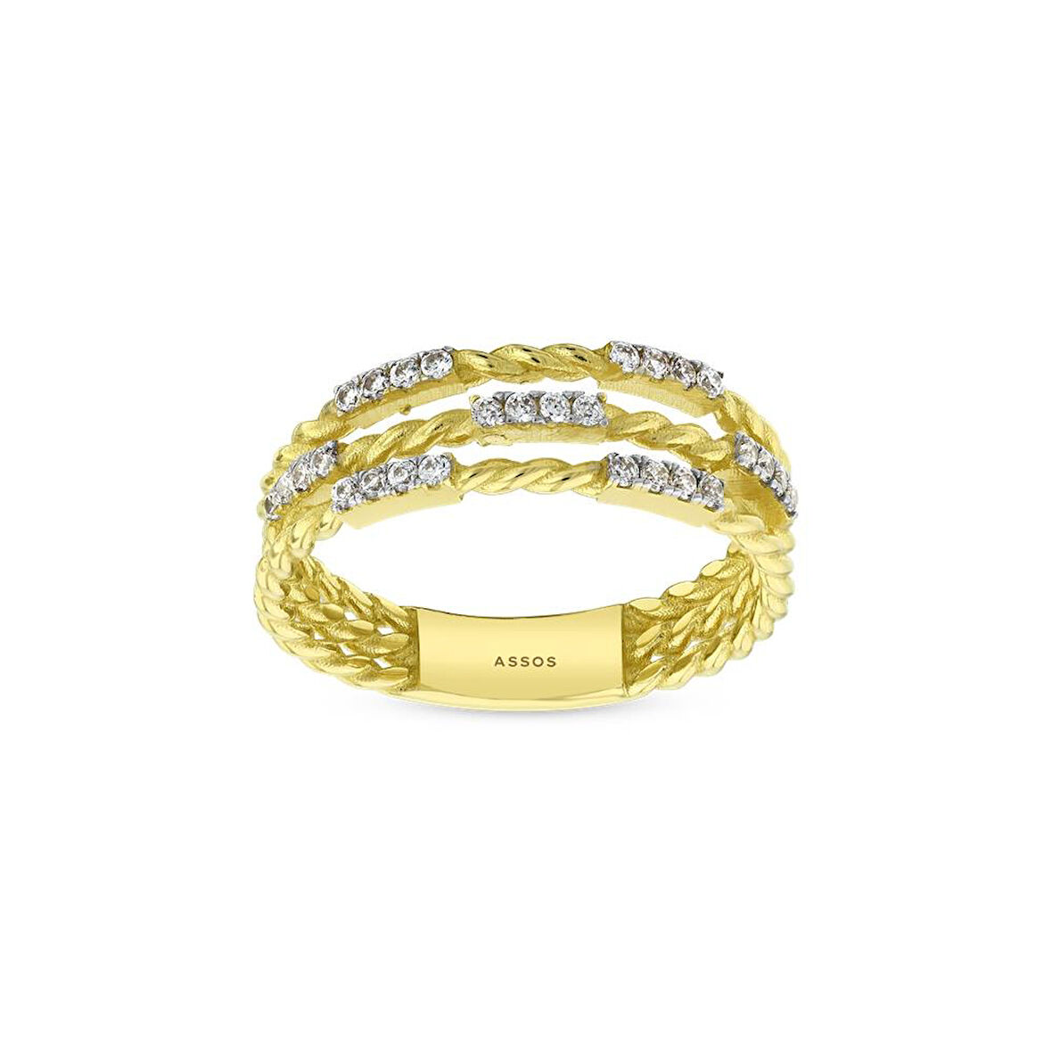 Taşlı Tasarım Altın Yüzük - 14K - 2.99gr