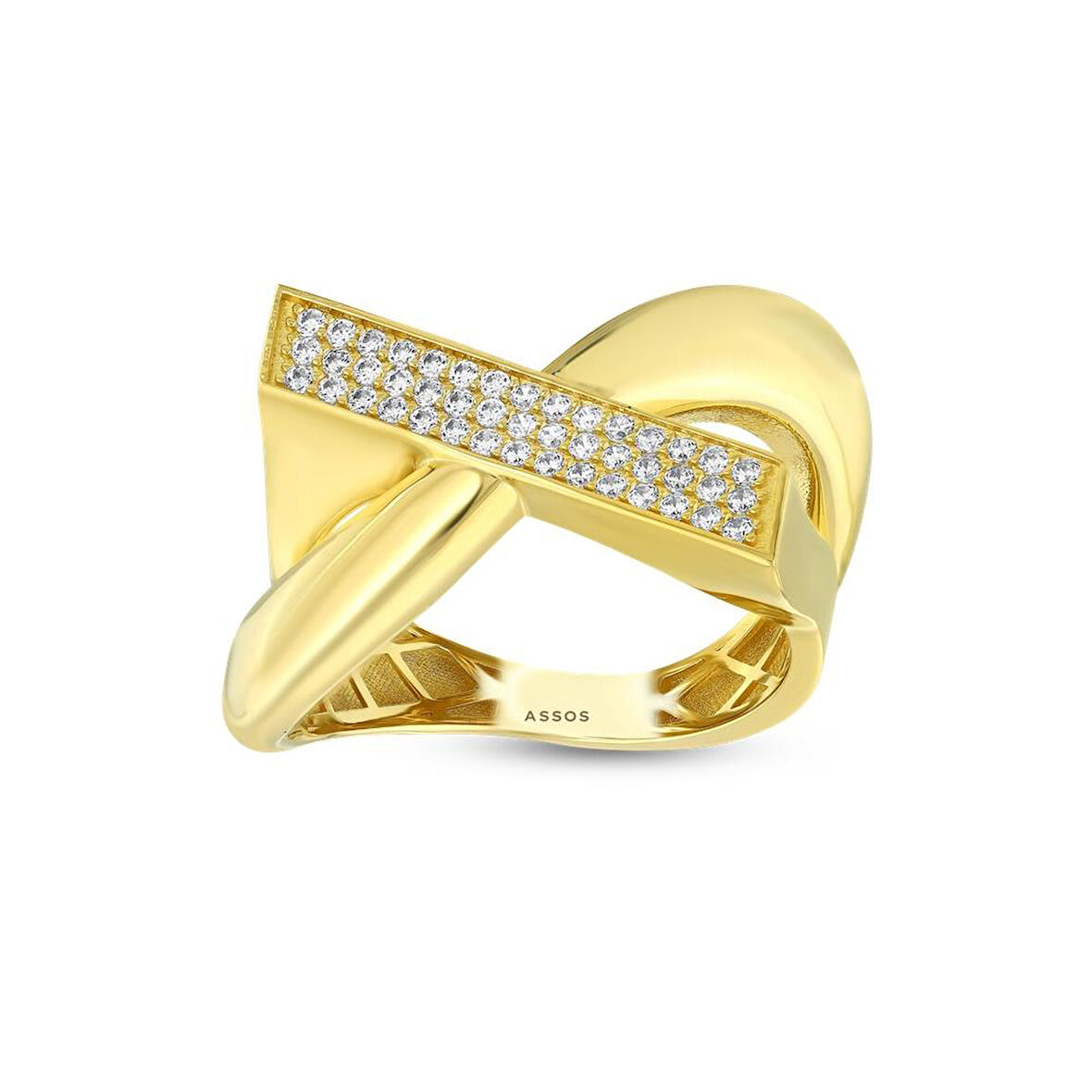 Taşlı Tasarım Altın Yüzük - 14K - 4.15gr
