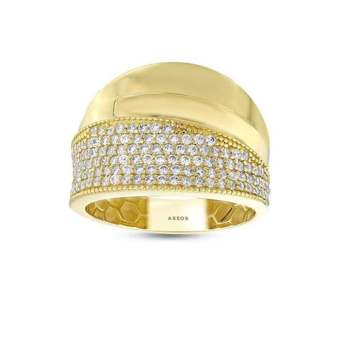 Taşlı Tasarım Altın Yüzük - 14K - 4.28gr