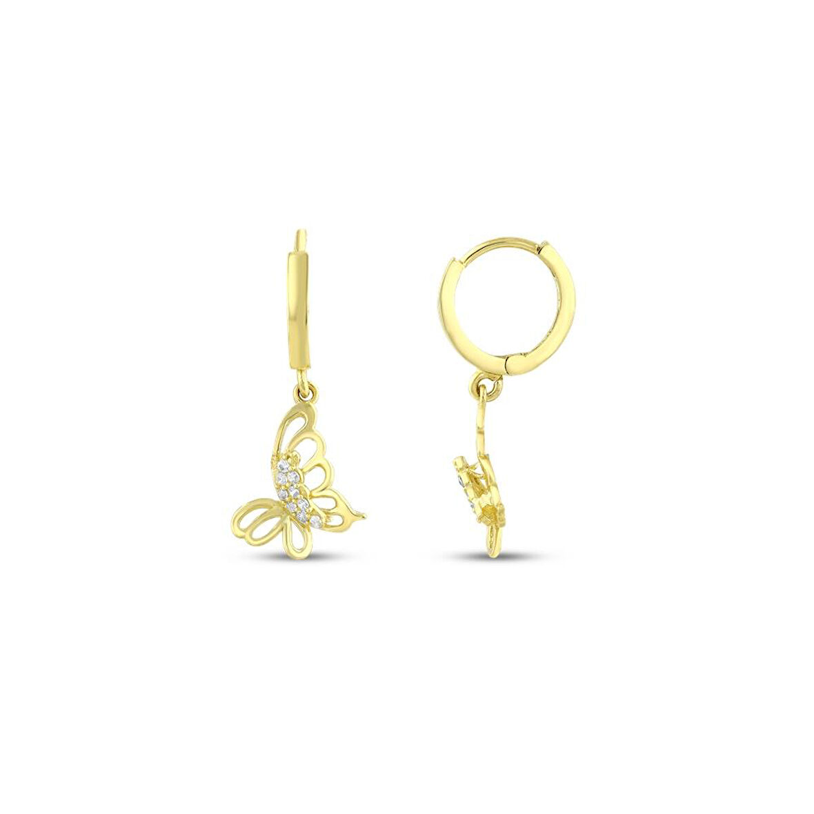 Altın Kelebek Küpe - 14K - 2.23gr